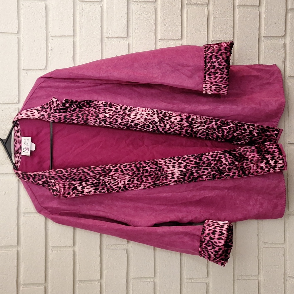Maggie Sweet Pink/ Leopard Print Blazer. Sizec 2X
